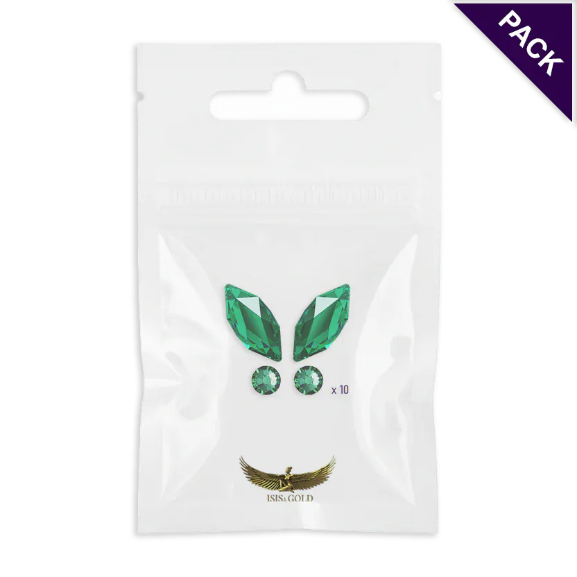 Butterfly tooth gems Emerald Swarovski (10pcs)