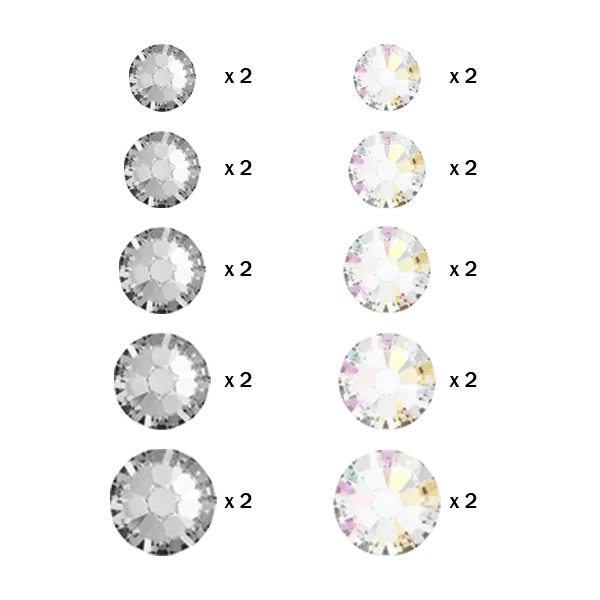 Swarovski Crystal & Crystal AB Size Mix Tooth Gems