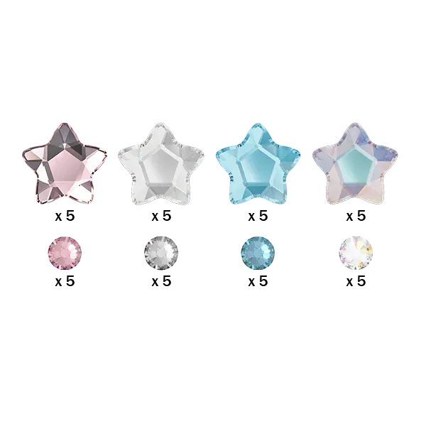 Swarovski Zahnsteinchen Stern-Kollektion Mix Farben XL-Set